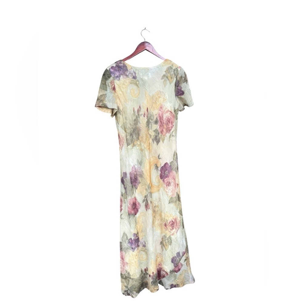 Vintage 90s Romantic Floral Dress Gypsy Y2K Slip Sundress Long Slim 00s Maxi 10 - Picture 5 of 6